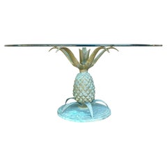 Mid 20th Century Vintage Boho Patinated Brass Pineapple Coffee Table