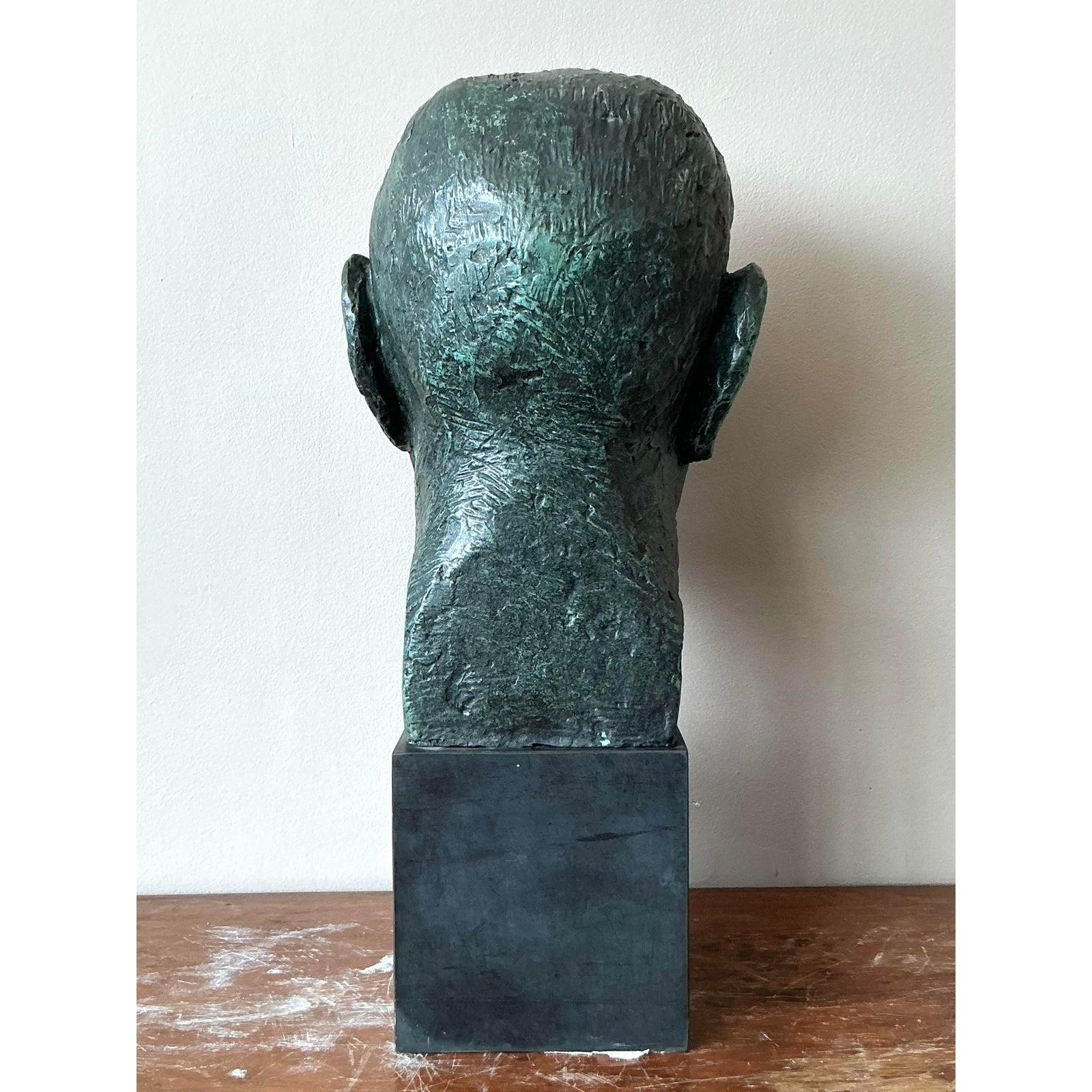 Brutalismo Busto di uomo in gesso patinato Boho della metà del XX secolo in vendita
