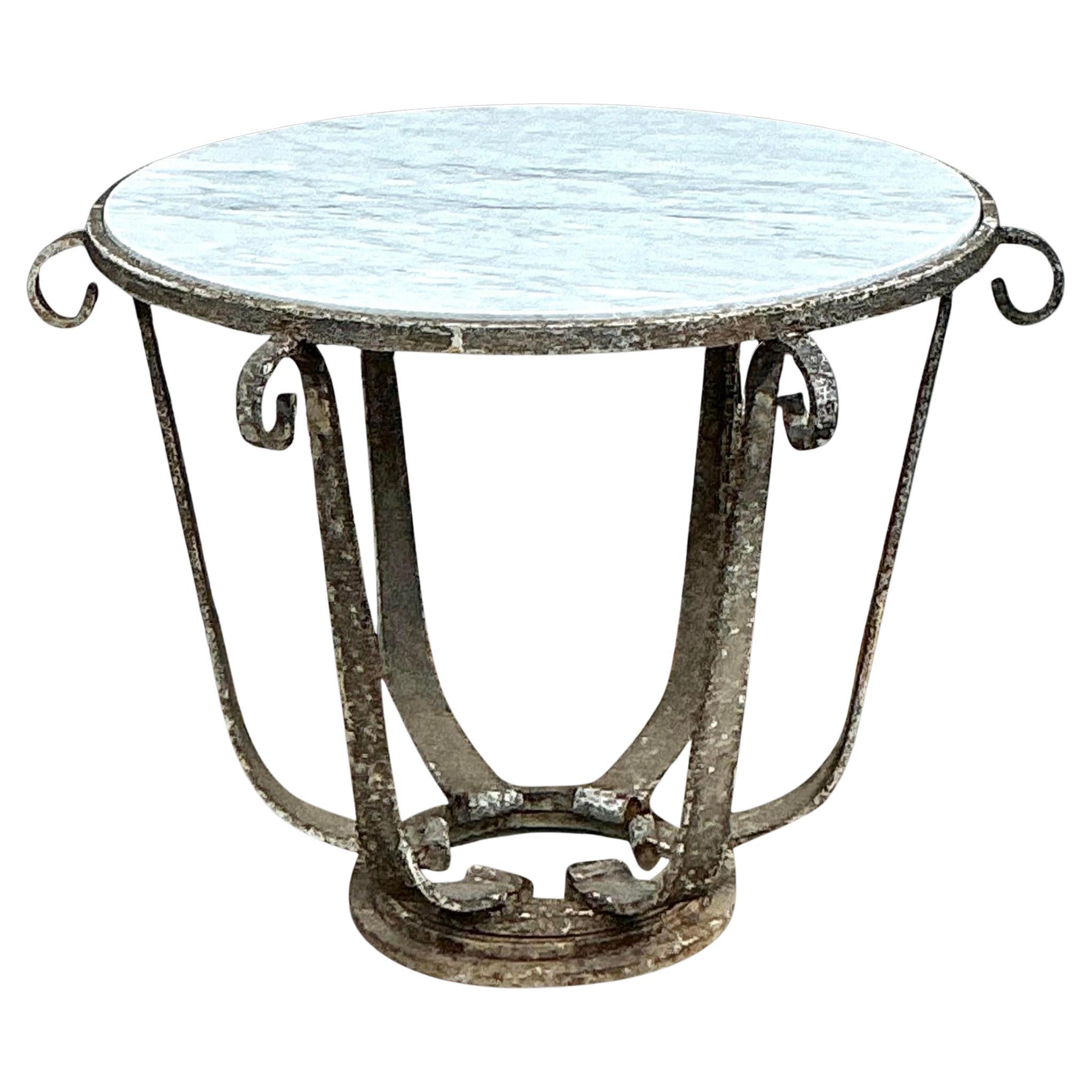 Mid 20th Century Vintage Boho Patinated Iron Center Hall Table