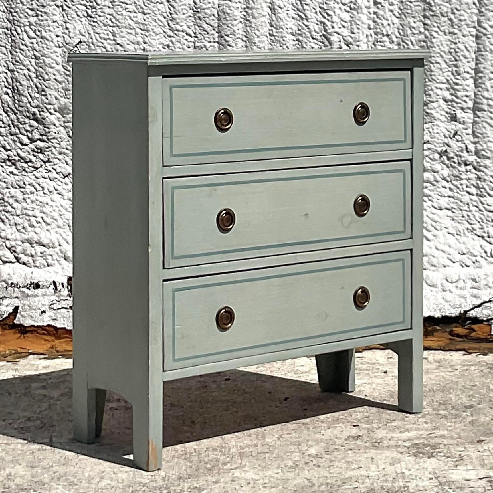 Mid 20th Century Vintage Boho Petite Painted Chest of Drawers In Good Condition In west palm beach, FL