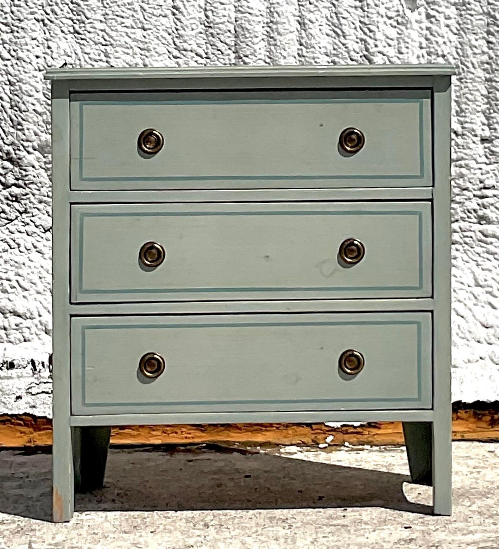Wood Mid 20th Century Vintage Boho Petite Painted Chest of Drawers