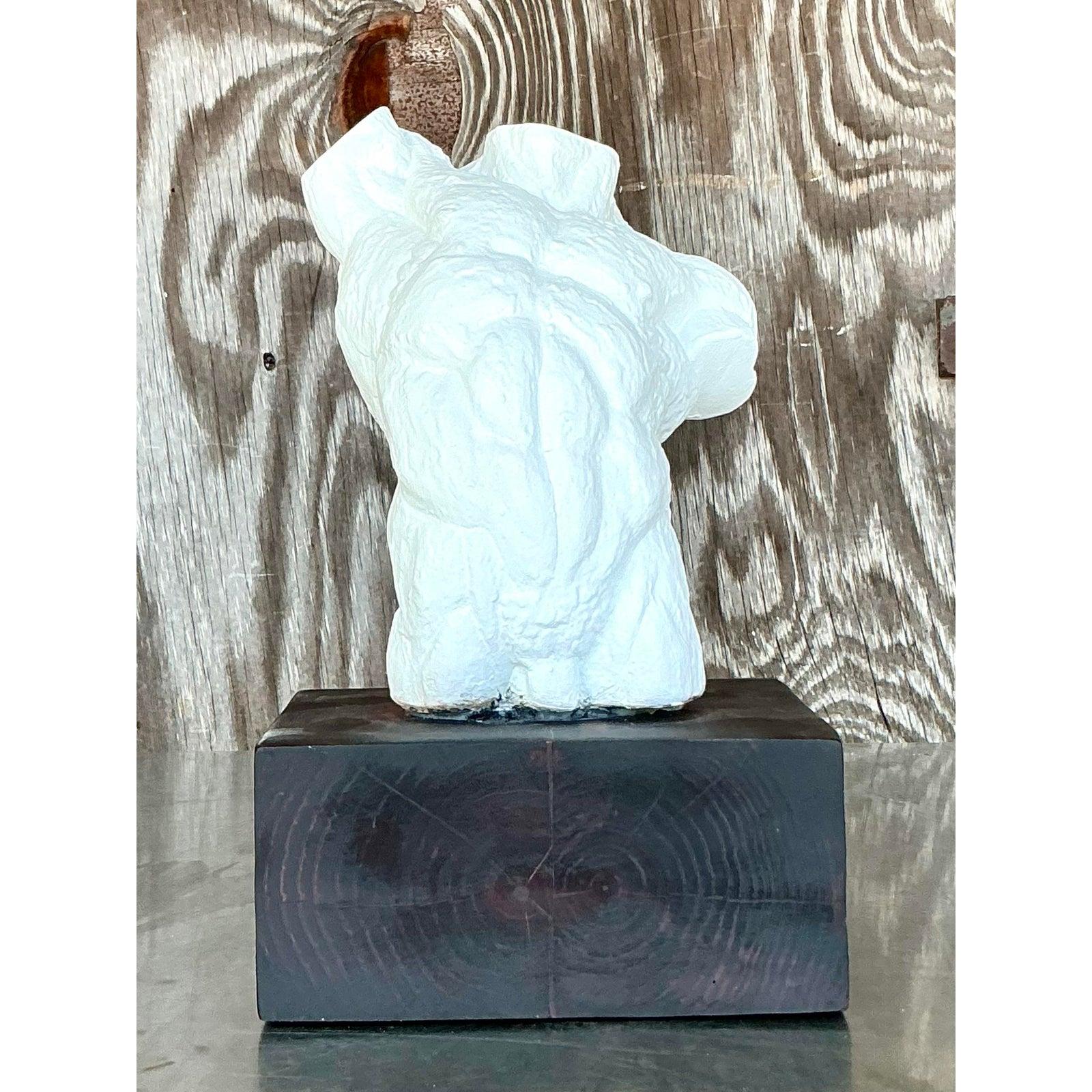 Mid-Century moderno Torso di uomo in gesso boho della metà del XX secolo in vendita