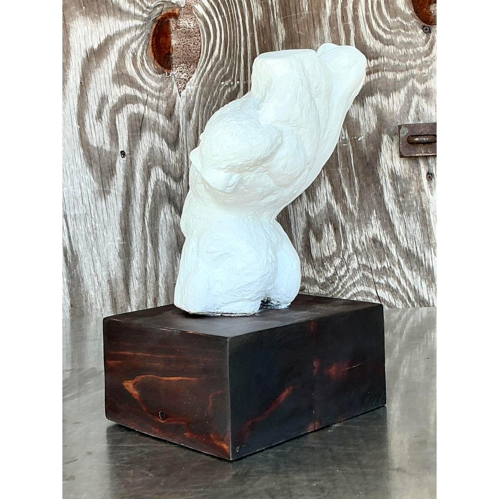 Torso di uomo in gesso boho della metà del XX secolo In condizioni buone in vendita a West Palm Beach, FL