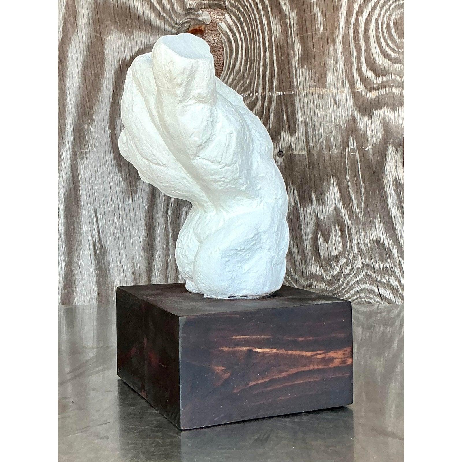Intonaco Torso di uomo in gesso boho della metà del XX secolo in vendita