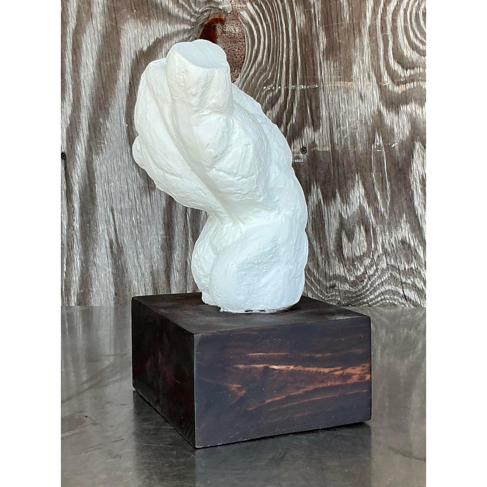 Torso di uomo in gesso boho della metà del XX secolo in vendita 1