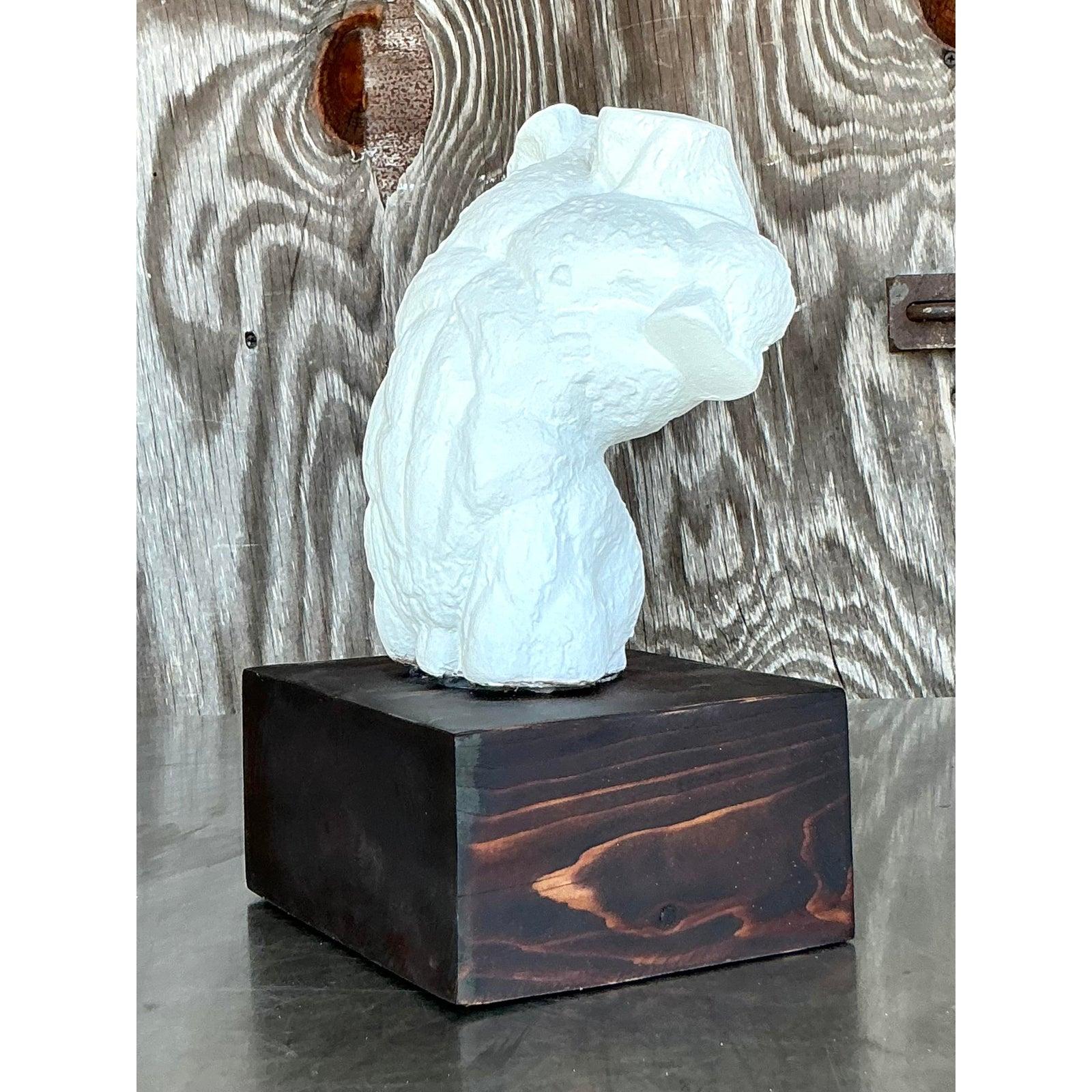 Torso di uomo in gesso boho della metà del XX secolo in vendita 3