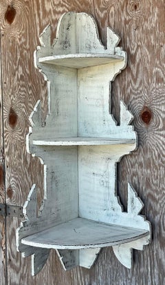 Mid 20th Century Vintage Boho Primitive Corner Wall Shelf