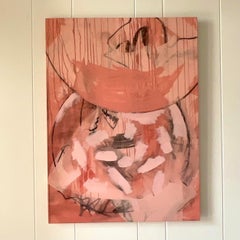 Mid 20th Century Vintage Boho Signed Abstract Original Oil Painting on Canvas