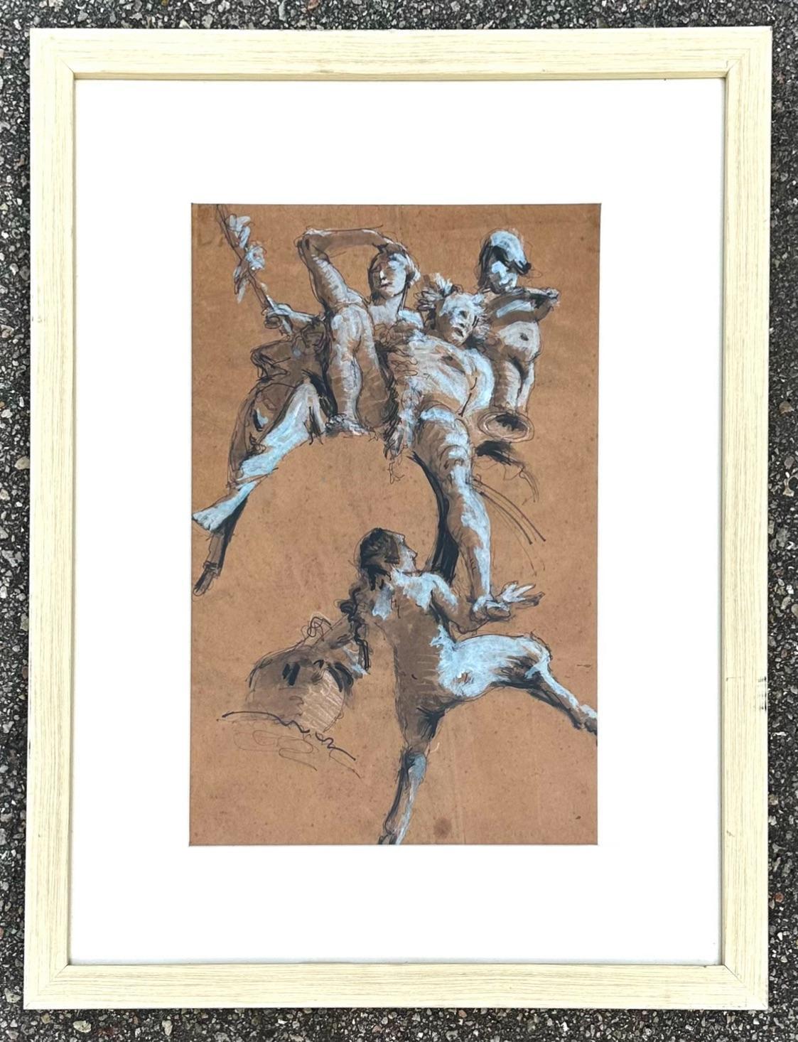 Vintage-Boho-Sketch aus der Mitte des 20. Jahrhunderts auf Papier, gerahmt im Zustand „Gut“ im Angebot in west palm beach, FL