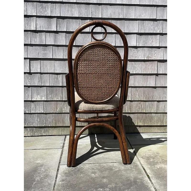 Americano Sedie da pranzo ispirate a Thonet in legno di canna e bengala della metà del XX secolo - Set di 5 sedie in vendita