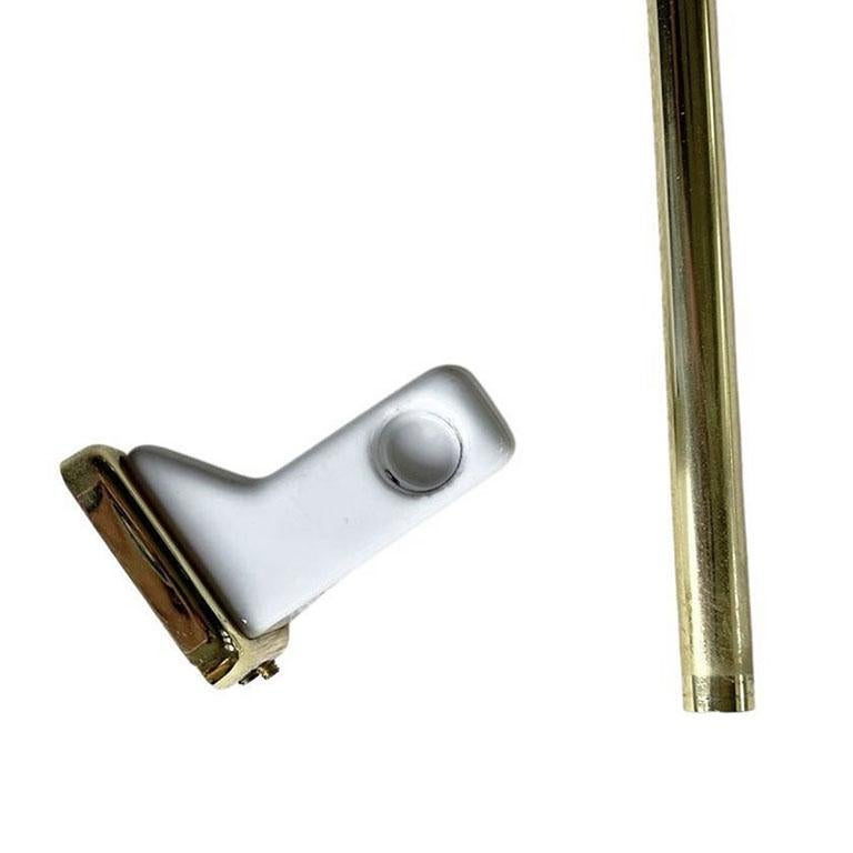 American Mid 20th Century Vintage Ceramic Bathroom Towel Rack Hardware in White and Brass For Sale