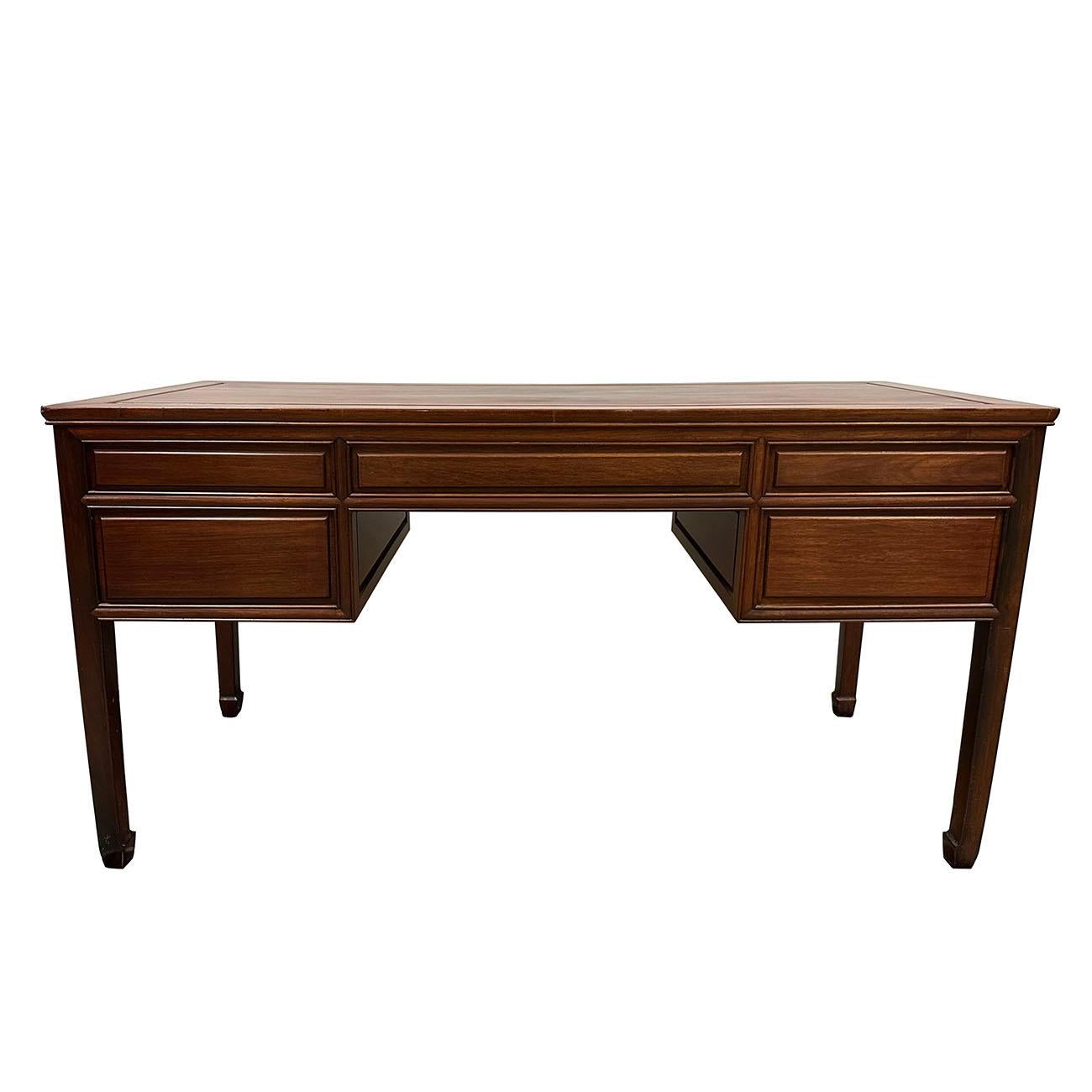 Mid 20th Century Vintage Chinese Carved Rosewood Writing Desk For Sale 4