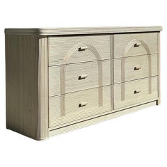Mid 20th Century Vintage Coastal Arched Pencil Reed Dresser