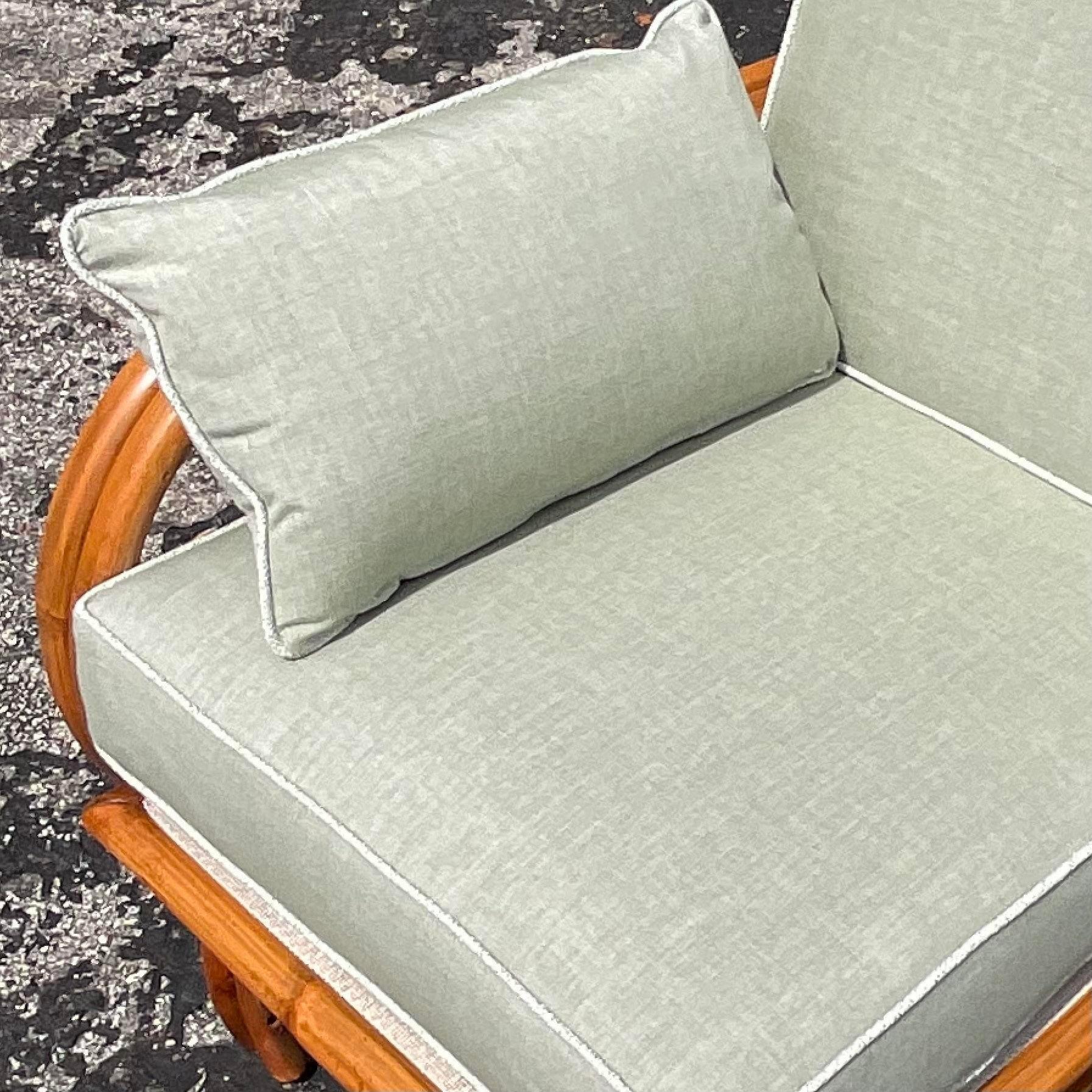 Philippine Mid 20th Century Vintage Coastal Bent Rattan Four Seat Sofa For Sale