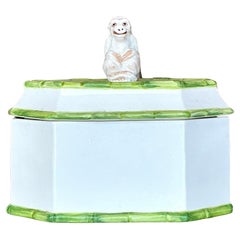 Mid 20th Century Vintage Coastal Italian Glazed Ceramic Monkey Box