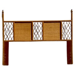 Mid 20th Century Vintage Coastal MCM Rattan Poster Queen Headboard