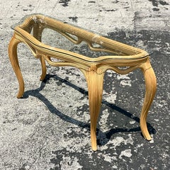 Mid 20th Century Vintage Coastal Pencil Reed Console Table