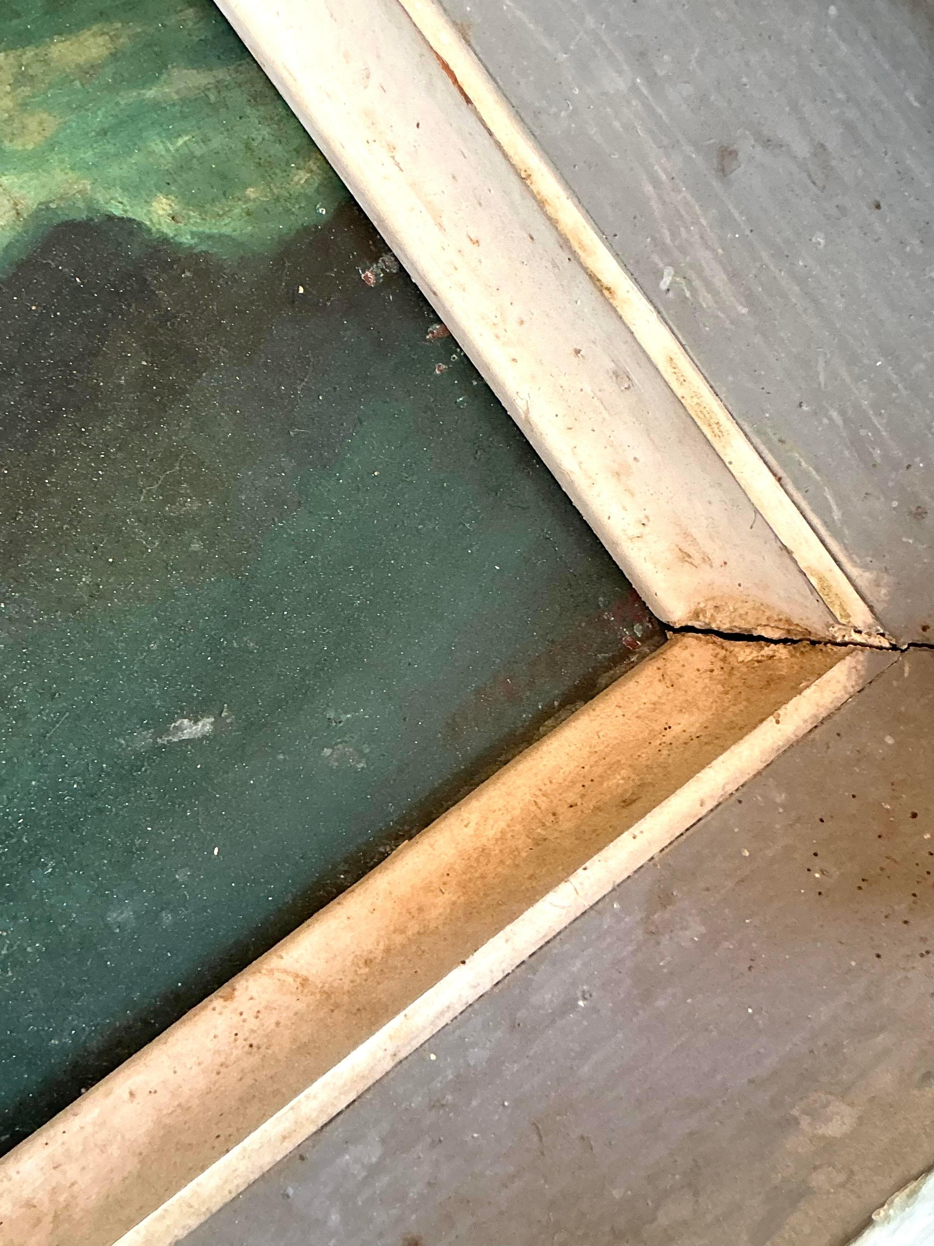 Scopri la bellezza selvaggia della costa con questo paesaggio marino primitivo costiero vintage. Un olio su tavola originale che cattura l'essenza grezza e naturale del litorale americano, portando un tocco di serenità costiera all'arredamento della