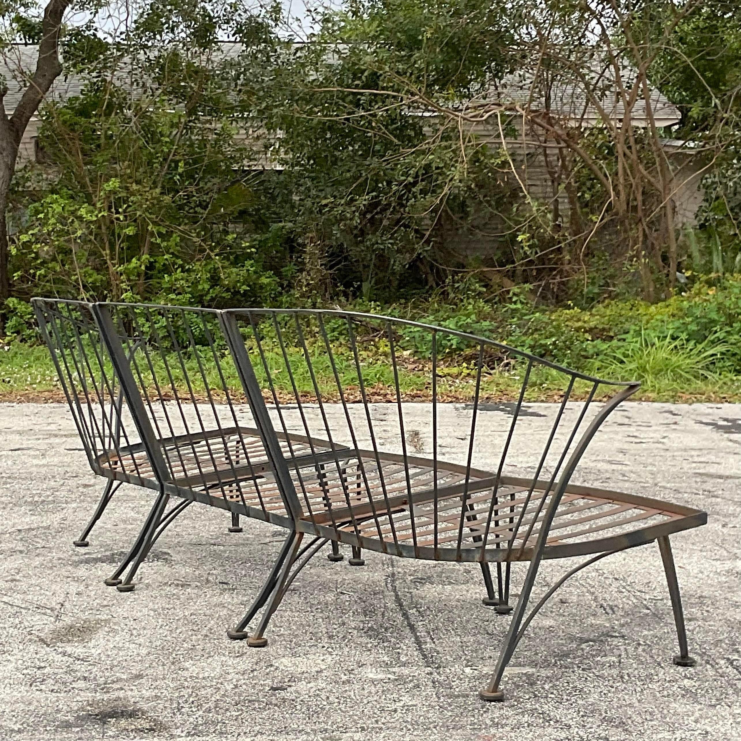 Mid 20th Century Vintage Coastal Russell Woodard Spokes Sofa In Good Condition In west palm beach, FL