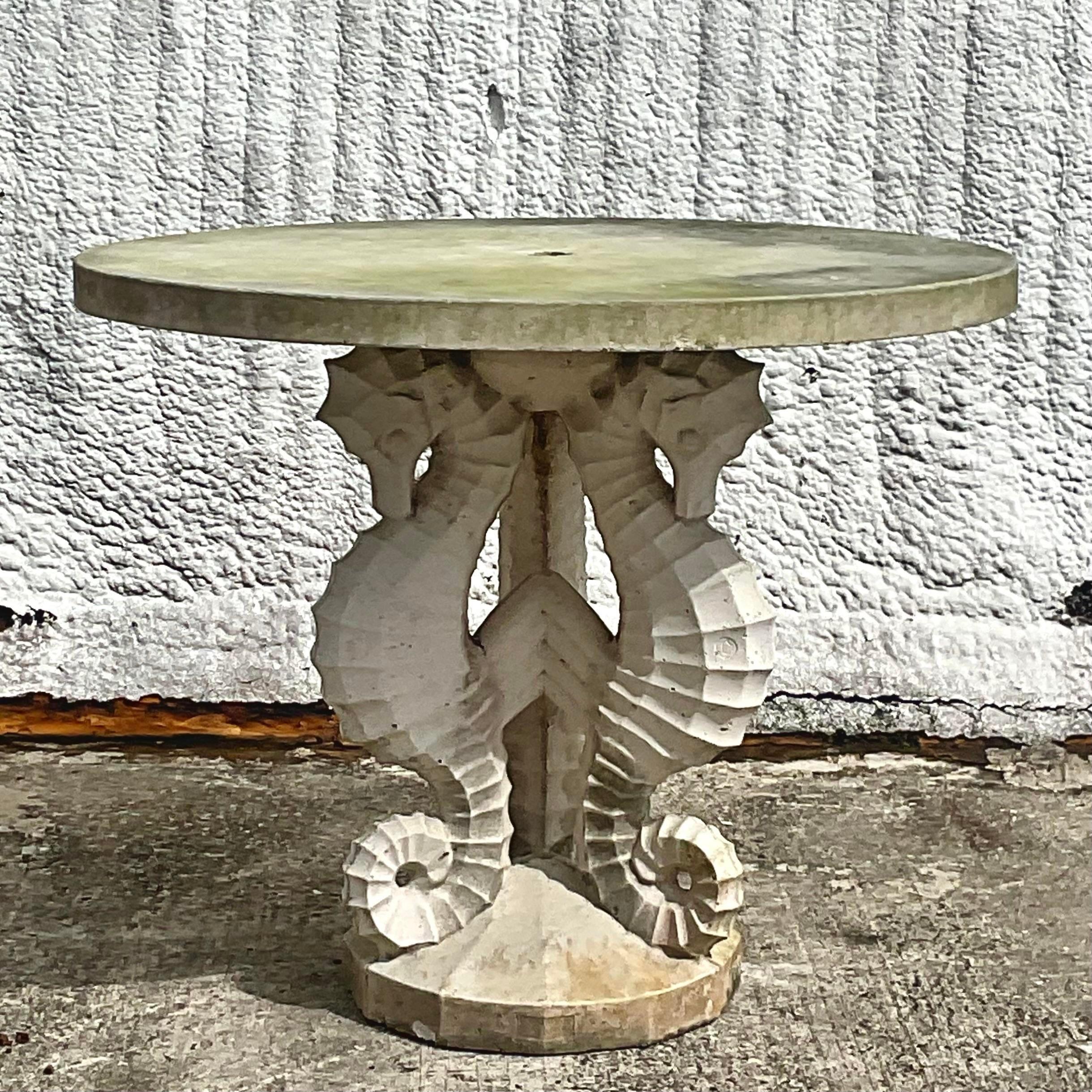 Mid 20th Century Vintage Coastal Seahorse Center Table In Good Condition For Sale In west palm beach, FL