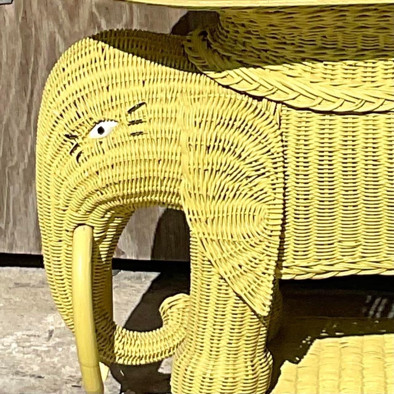 Mid 20th Century Vintage Coastal Woven Rattan Elephant Drinks Table 1