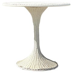 Mid 20th Century Vintage Coastal Woven Rattan Tulip Table