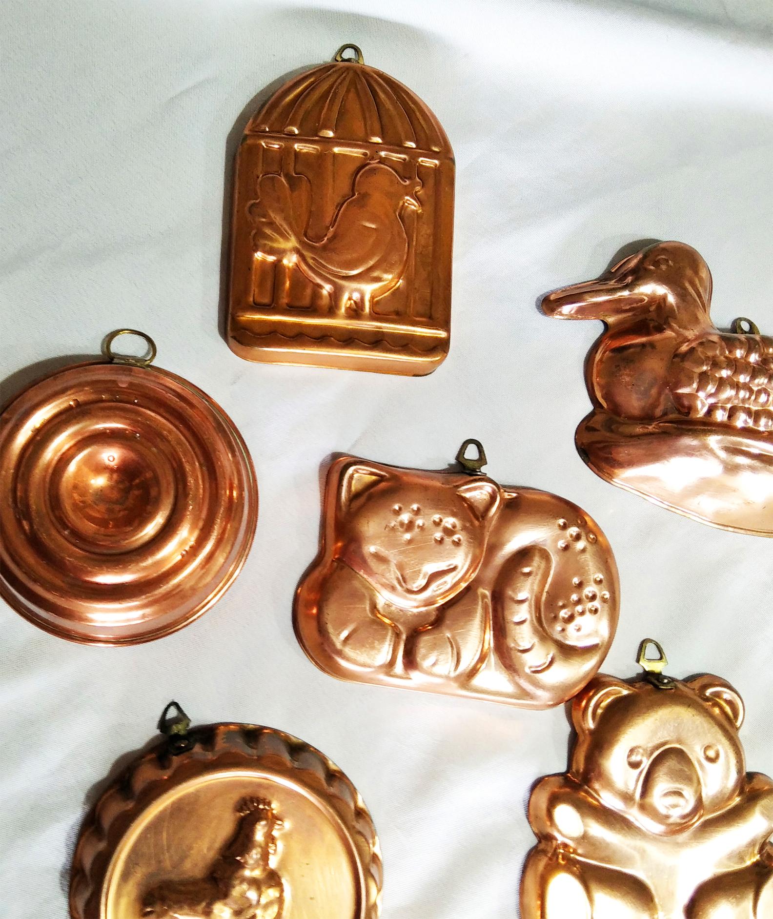 Copper Molds Mid-20th Century Vintage Lot of Six 7