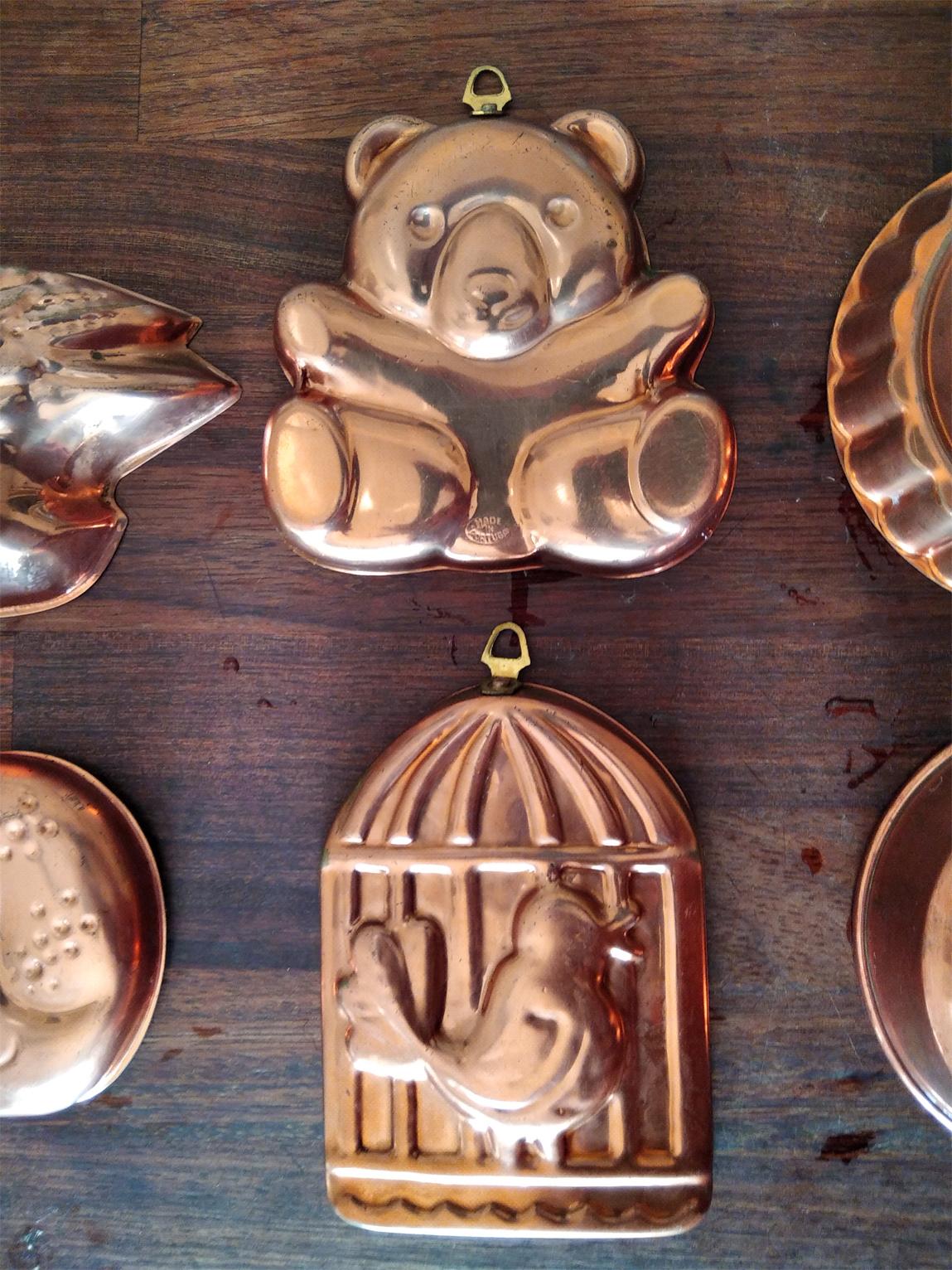 Spanish Copper Molds Mid-20th Century Vintage Lot of Six
