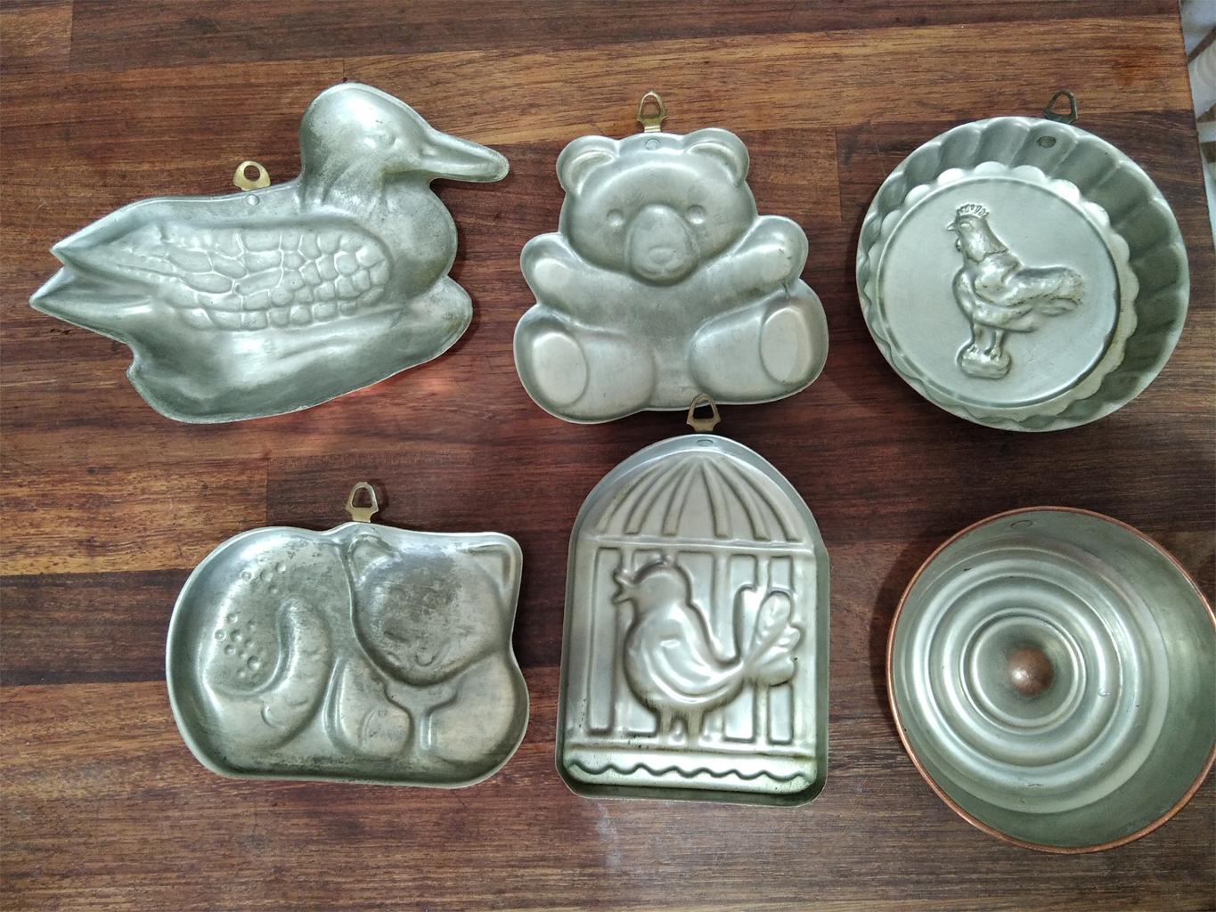 Copper Molds Mid-20th Century Vintage Lot of Six In Excellent Condition In Mombuey, Zamora