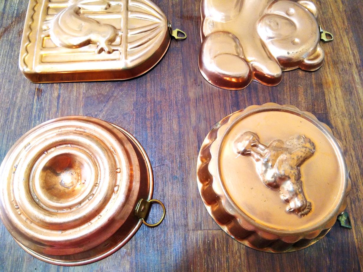 Copper Molds Mid-20th Century Vintage Lot of Six 1