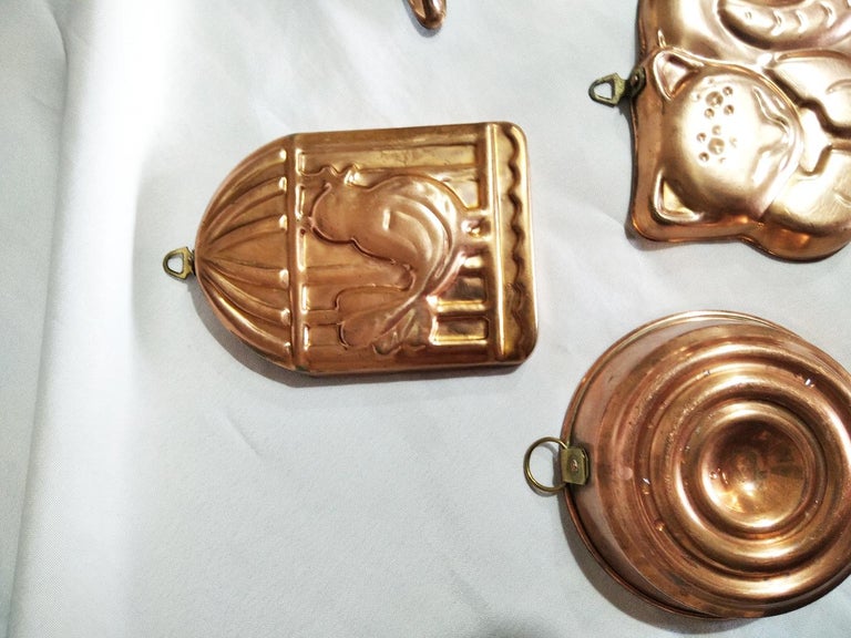 Mid-20th Century Vintage Copper Molds, Lot of Six 7