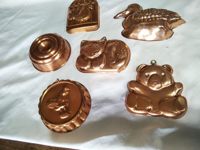 Spanish Mid-20th Century Vintage Copper Molds, Lot of Six