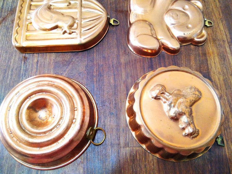 Mid-20th Century Vintage Copper Molds, Lot of Six 3
