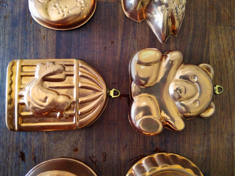 Mid-20th Century Vintage Copper Molds, Lot of Six 4