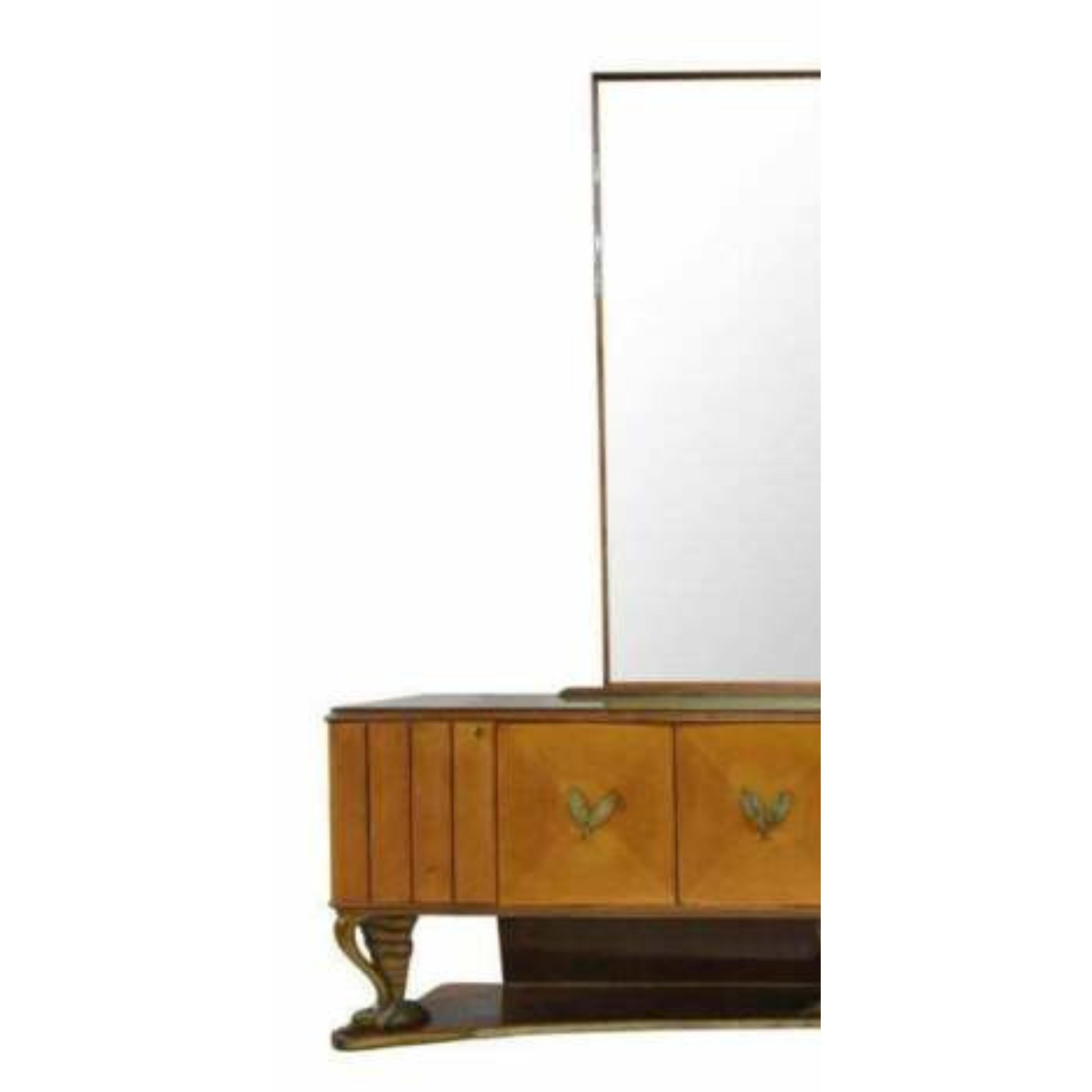 Gorgeous Sideboard, Dining, Massive with Mirror Italian Mid Century Modern, Vintage!!

Monumental Italian mid-century modern mirrored sideboard, in the manner of Vittorio Dassi (Italian, 1893-1973), c.1950s, framed flat mirror plate with etched