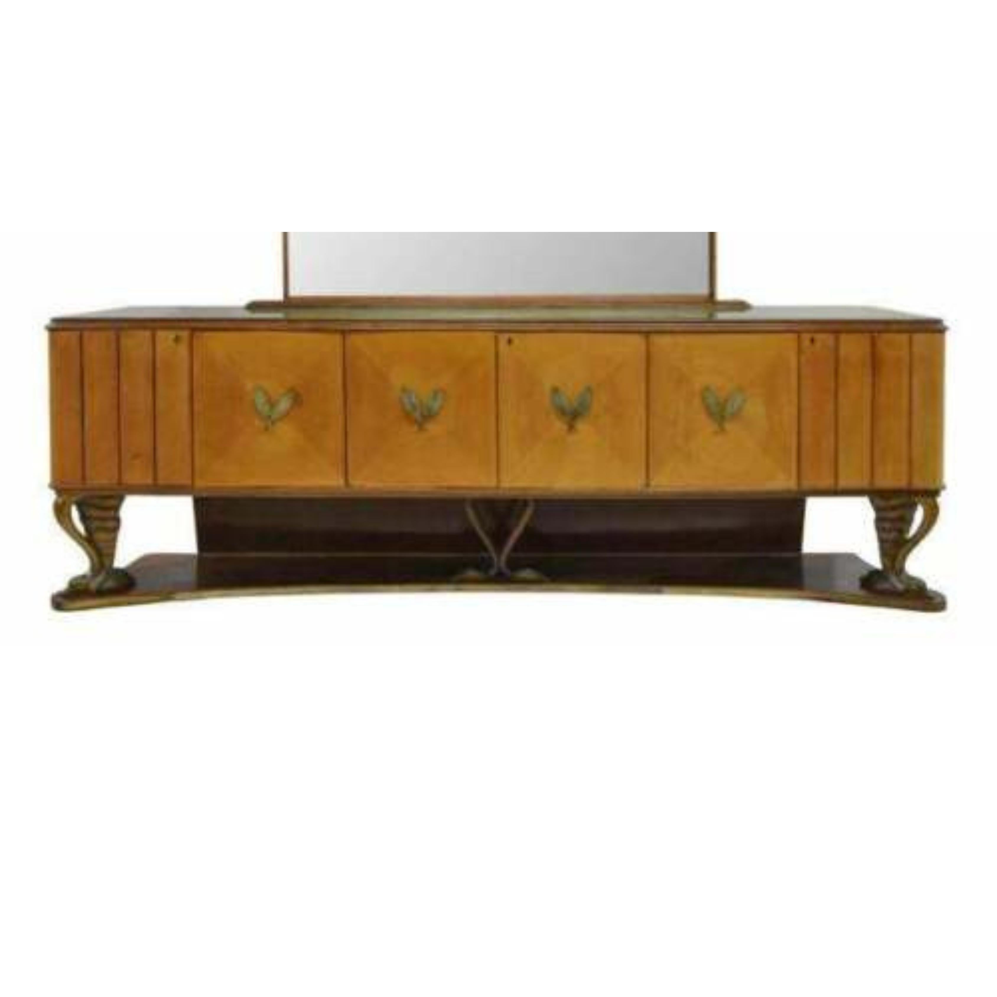 Mid 20th Century, Vintage, Dining, Massive with Mirror Italian  Modern Sideboard In Good Condition For Sale In Austin, TX