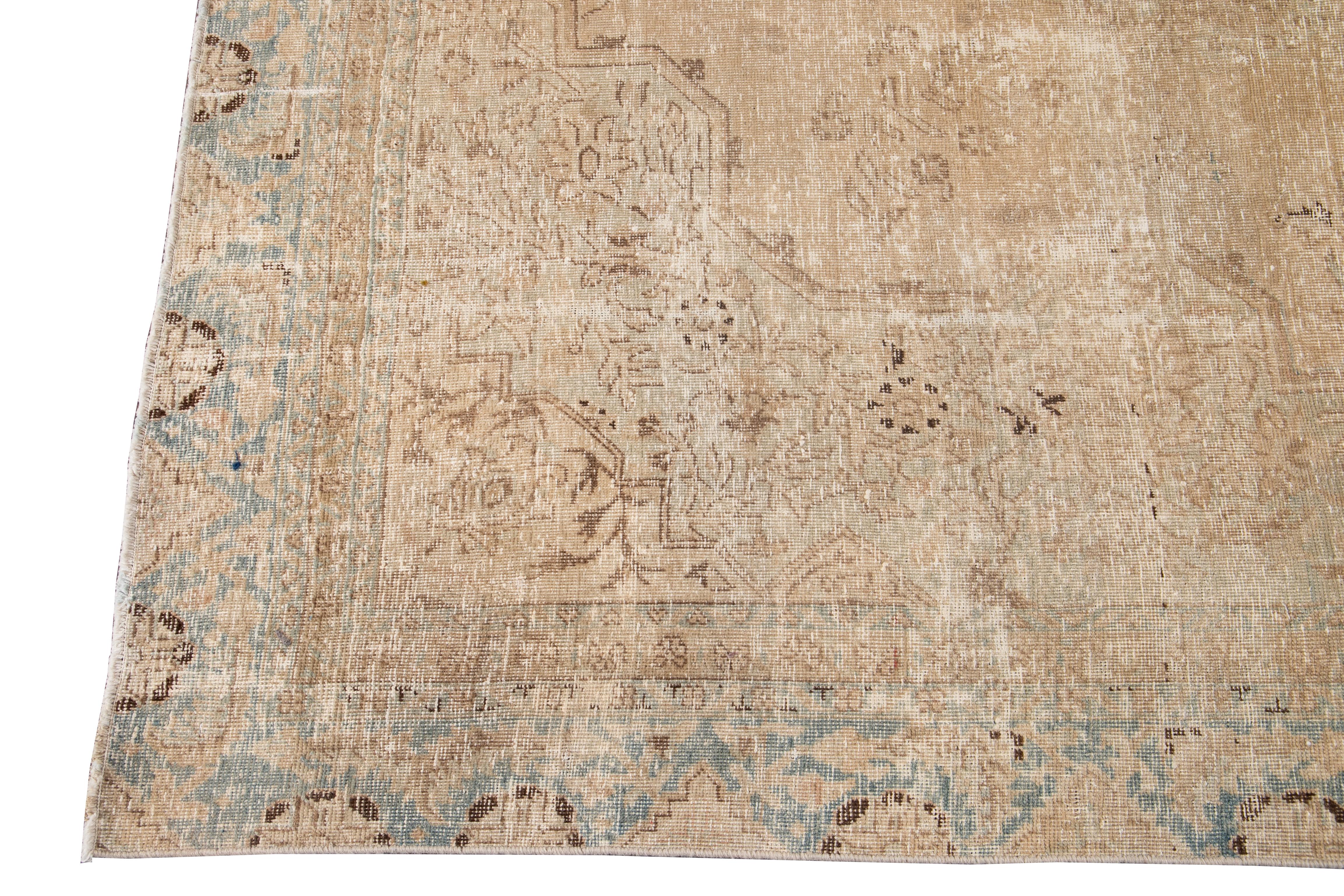 Hand-Knotted Mid-20th Century Vintage Distressed Tabriz Wool Rug For Sale