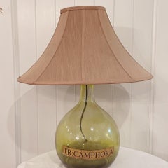 Mid 20th Century Vintage European Carboy Green Glass Bottle Demijohn Lamp