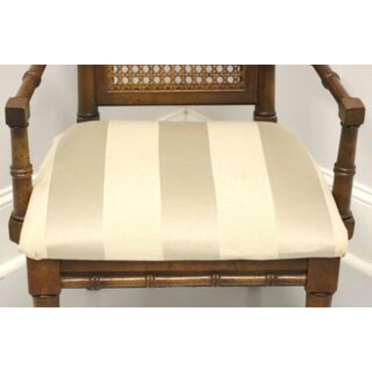 Fabric Mid 20th Century Vintage Faux Bamboo & Cane Armchair by AMERICAN FURNITURE CO For Sale