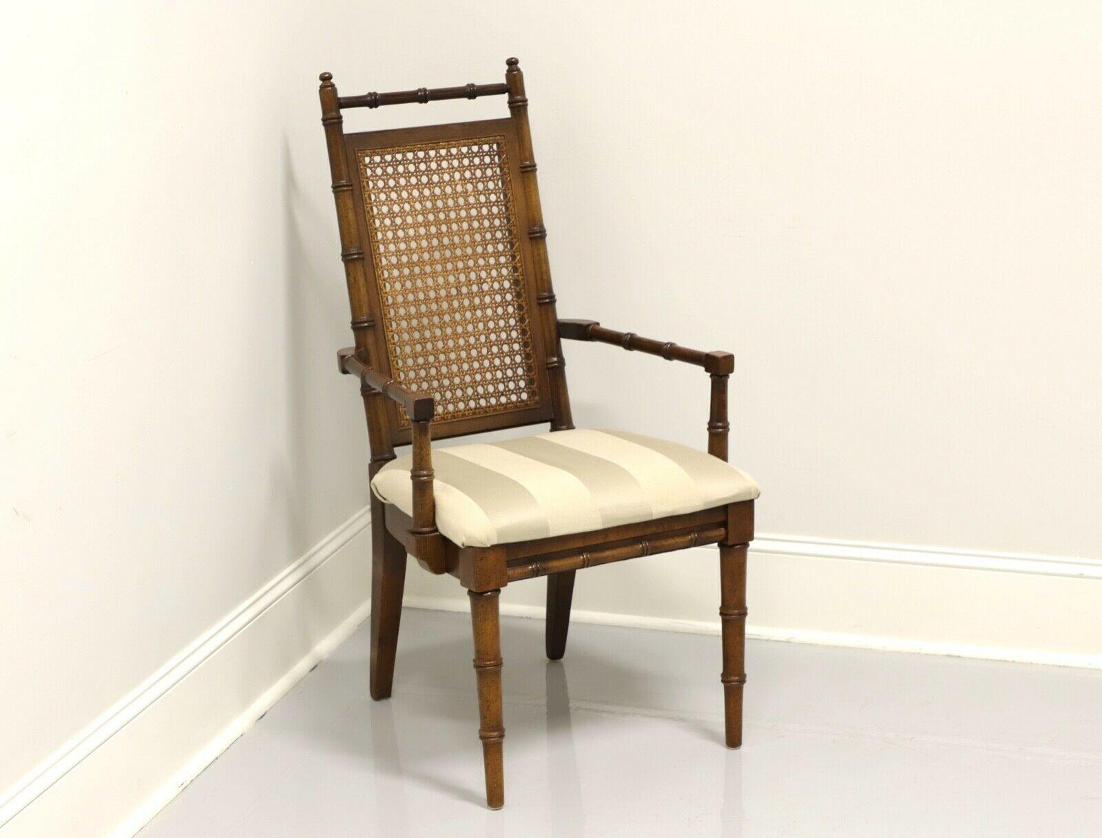 Wood AMERICAN FURNITURE CO Mid 20th Century Vintage Faux Bamboo & Cane Armchair For Sale