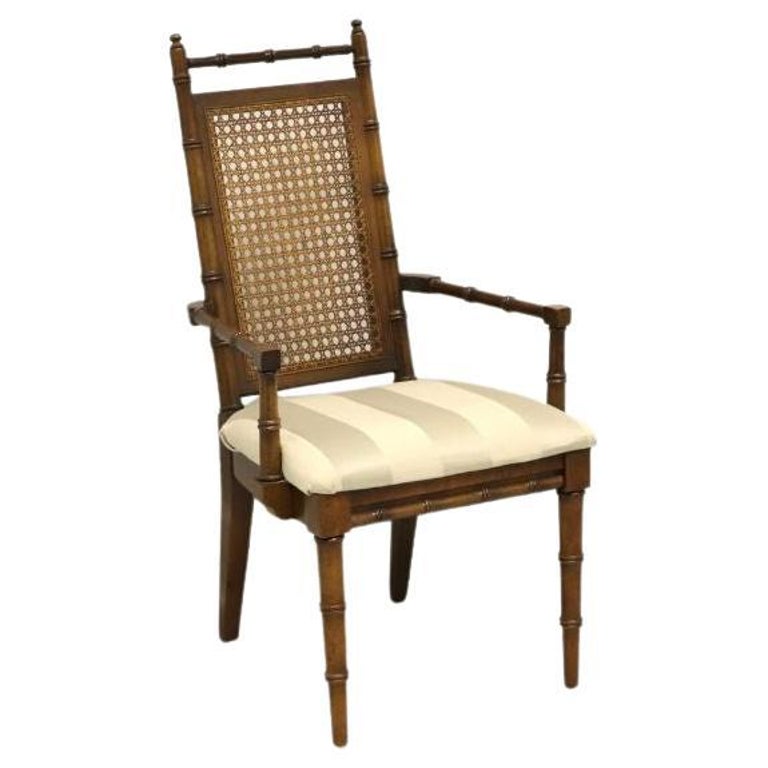 Mid 20th Century Vintage Faux Bamboo & Cane Armchair by AMERICAN FURNITURE CO For Sale