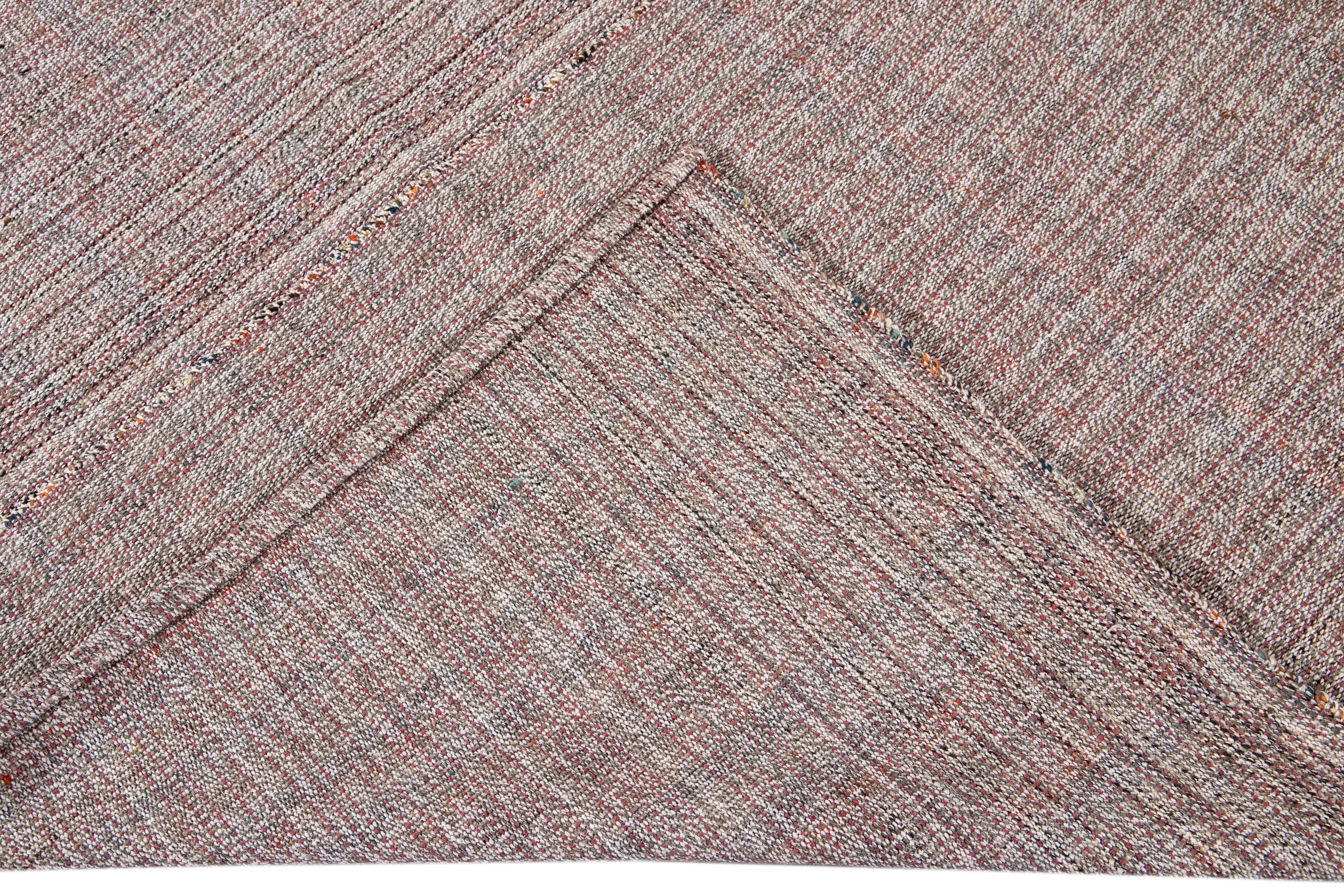 Vintage-Flachgewebe-Teppich aus der Mitte des 20 (Moderne) im Angebot