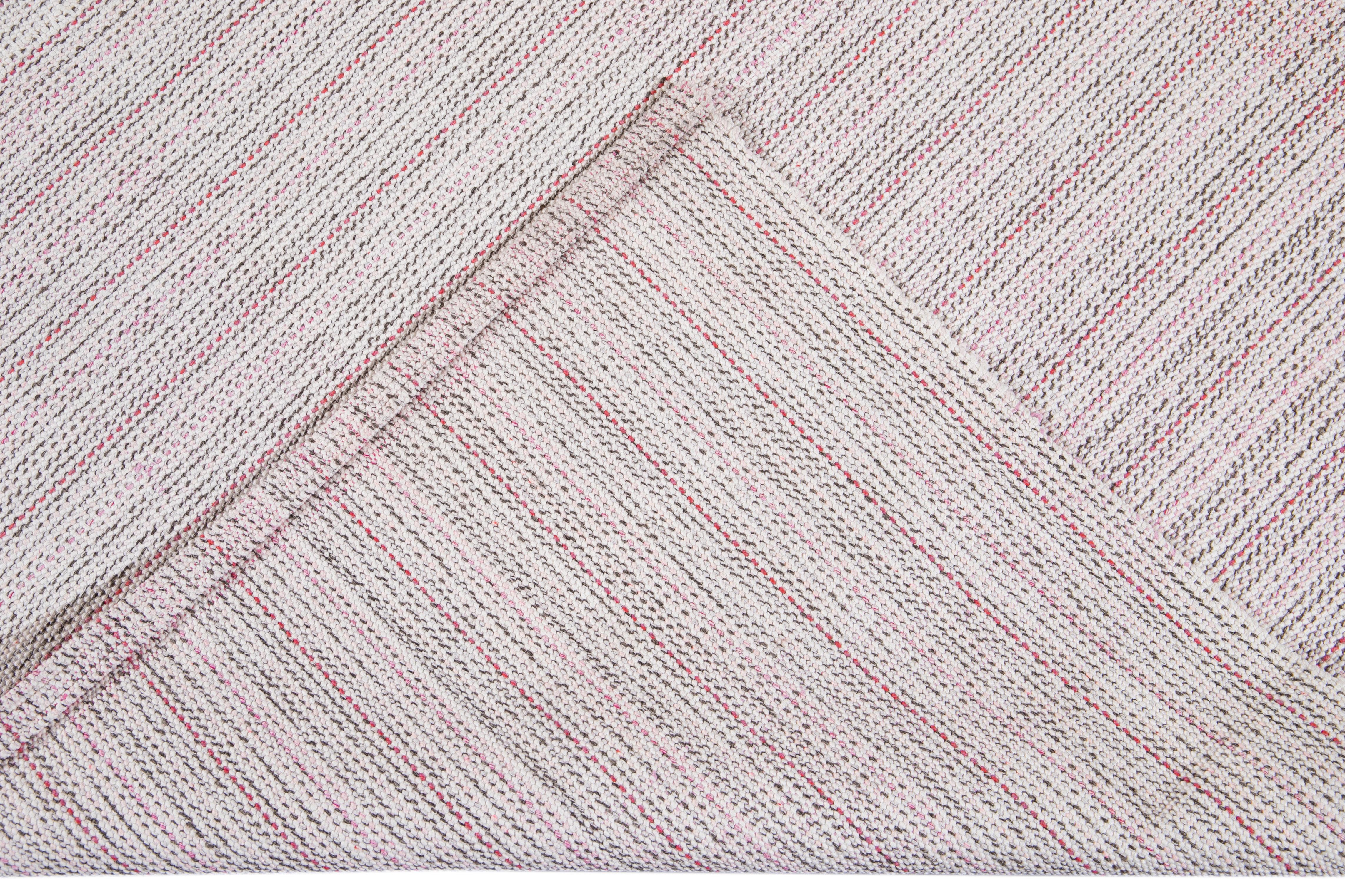 Modern Mid-20th Century Vintage Flat-Weave Rug For Sale