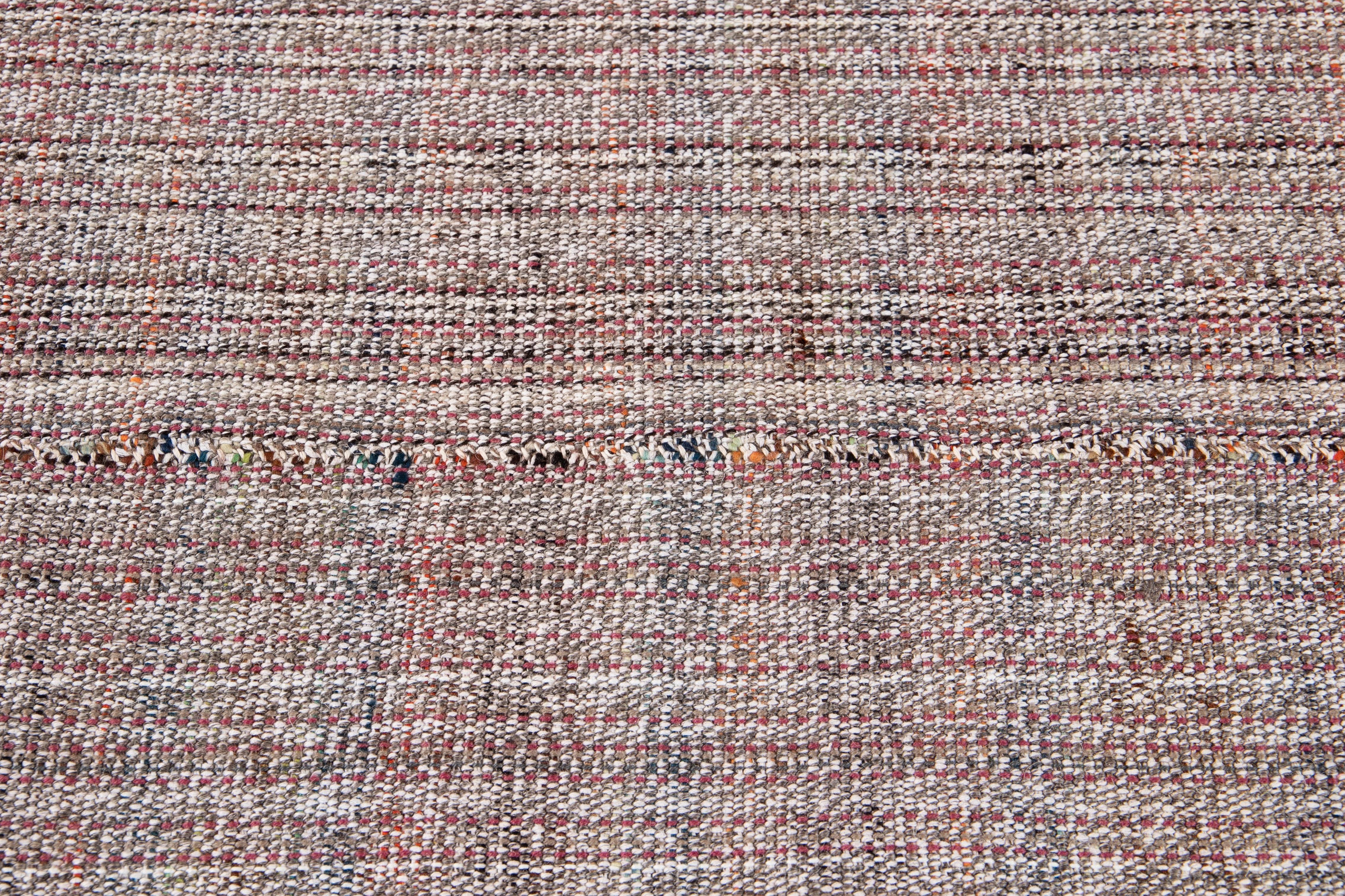 Hand-Knotted Mid-20th Century Vintage Flat-Weave Rug For Sale