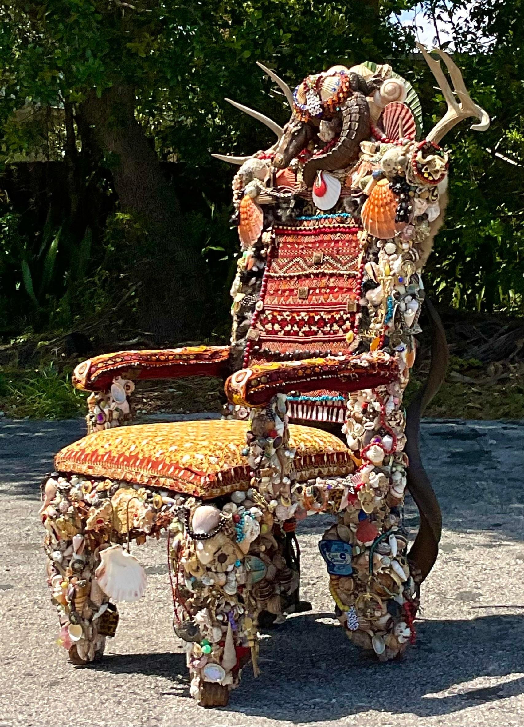 Mid 20th Century Vintage Folk Art Found Objects Chair For Sale 1