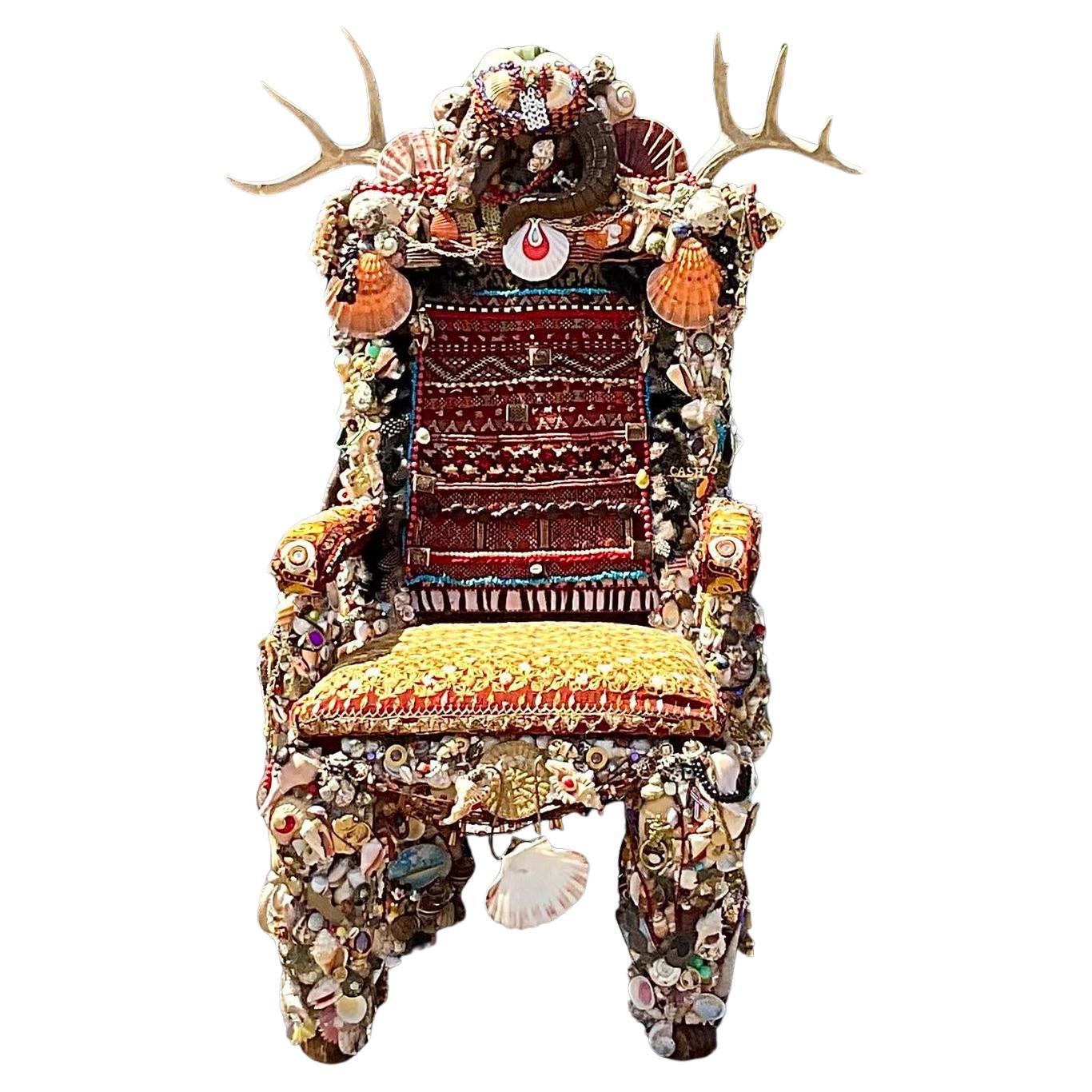 Mid 20th Century Vintage Folk Art Found Objects Chair For Sale
