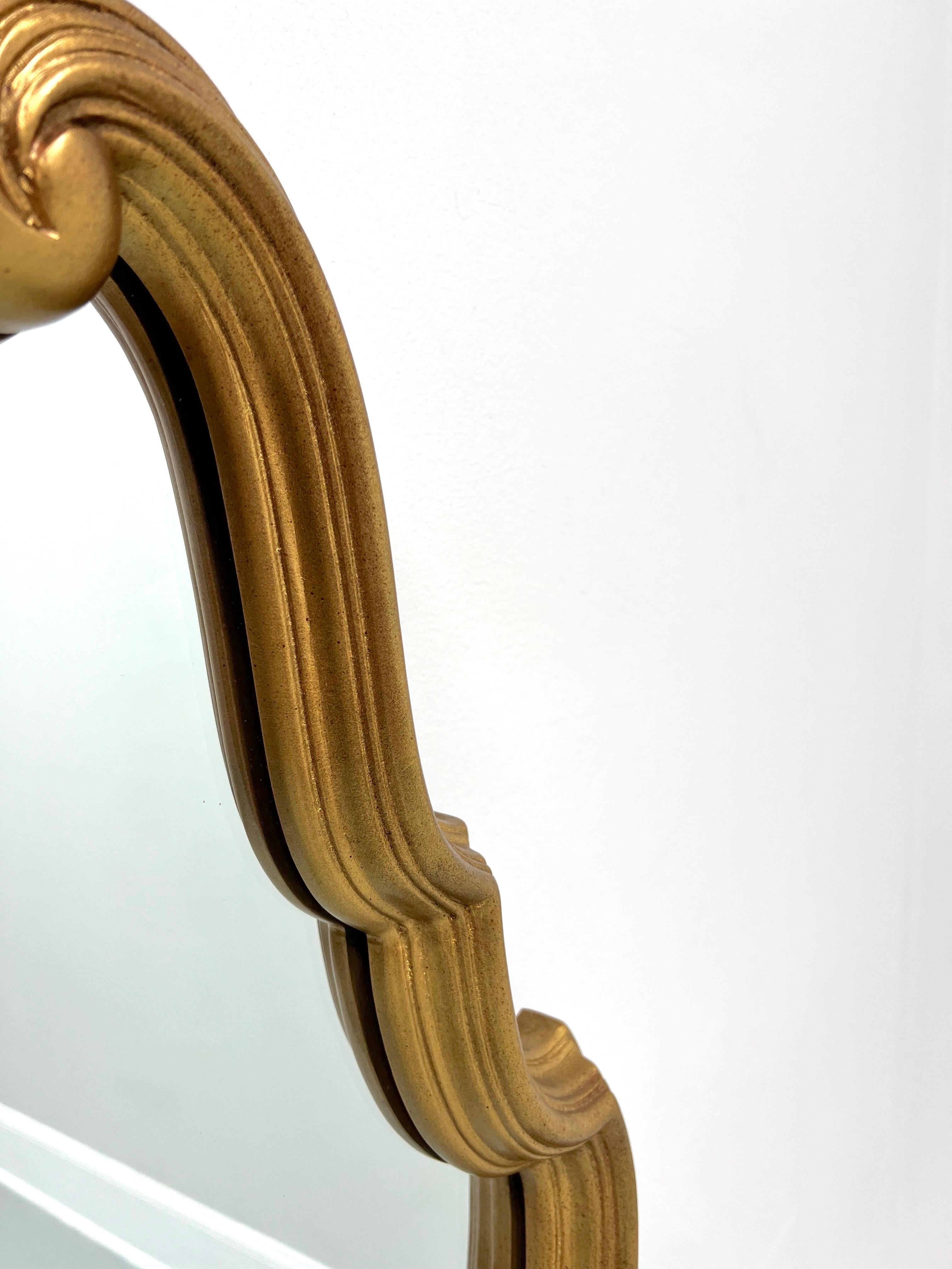 Mid 20th Century Vintage French Rococo Style Gold Wall Mirror In Good Condition For Sale In Charlotte, NC