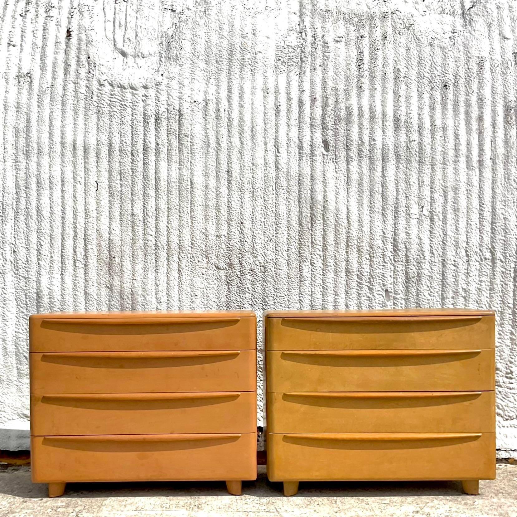 American Mid 20th Century Vintage Heywood Wakefield Chest Air Drawers - a Pair For Sale