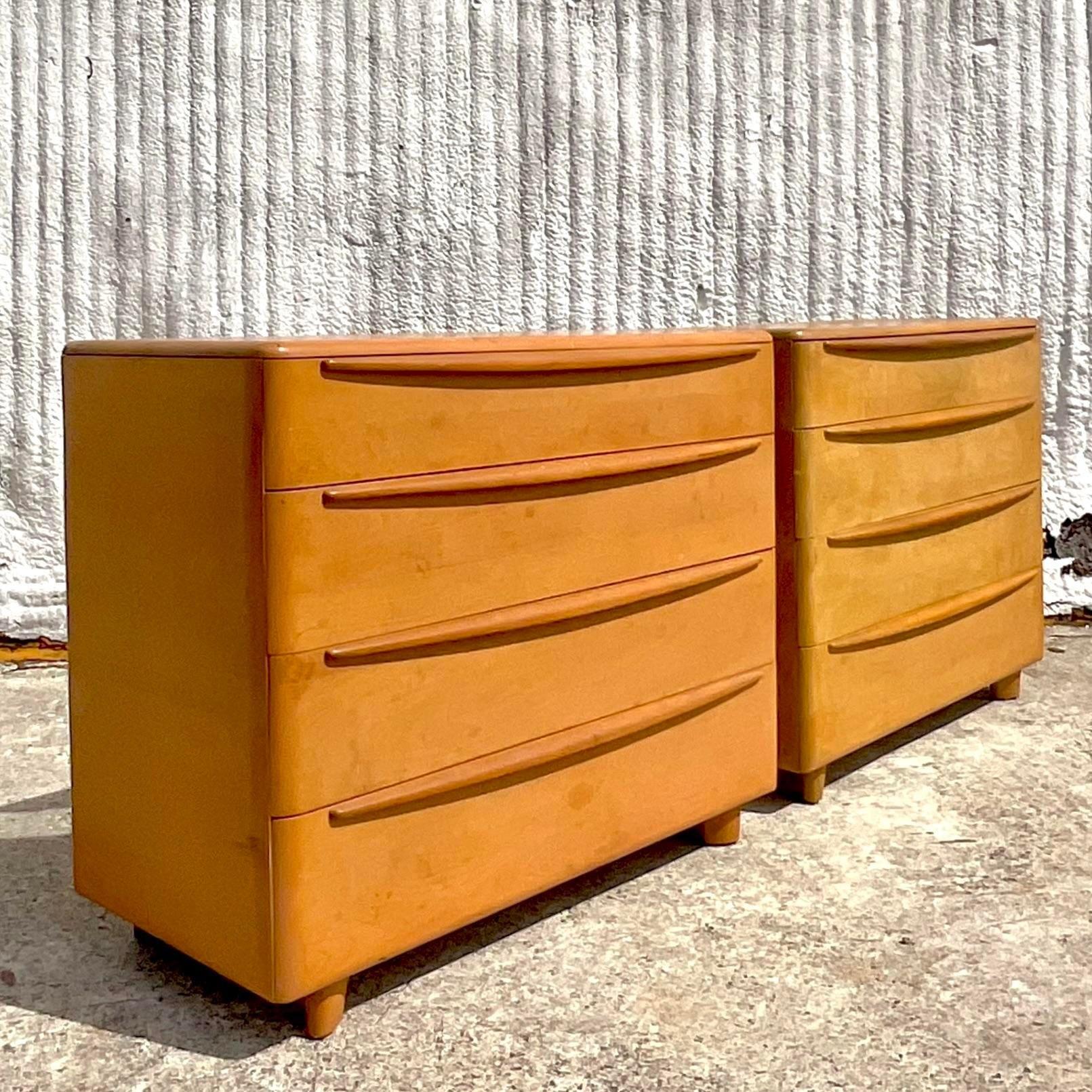 Érable Paire de tiroirs à air vintage Heywood Wakefield du milieu du 20e siècle en vente