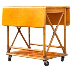 Mid 20th Century Vintage Heywood Wakefield Maple Bar Cart